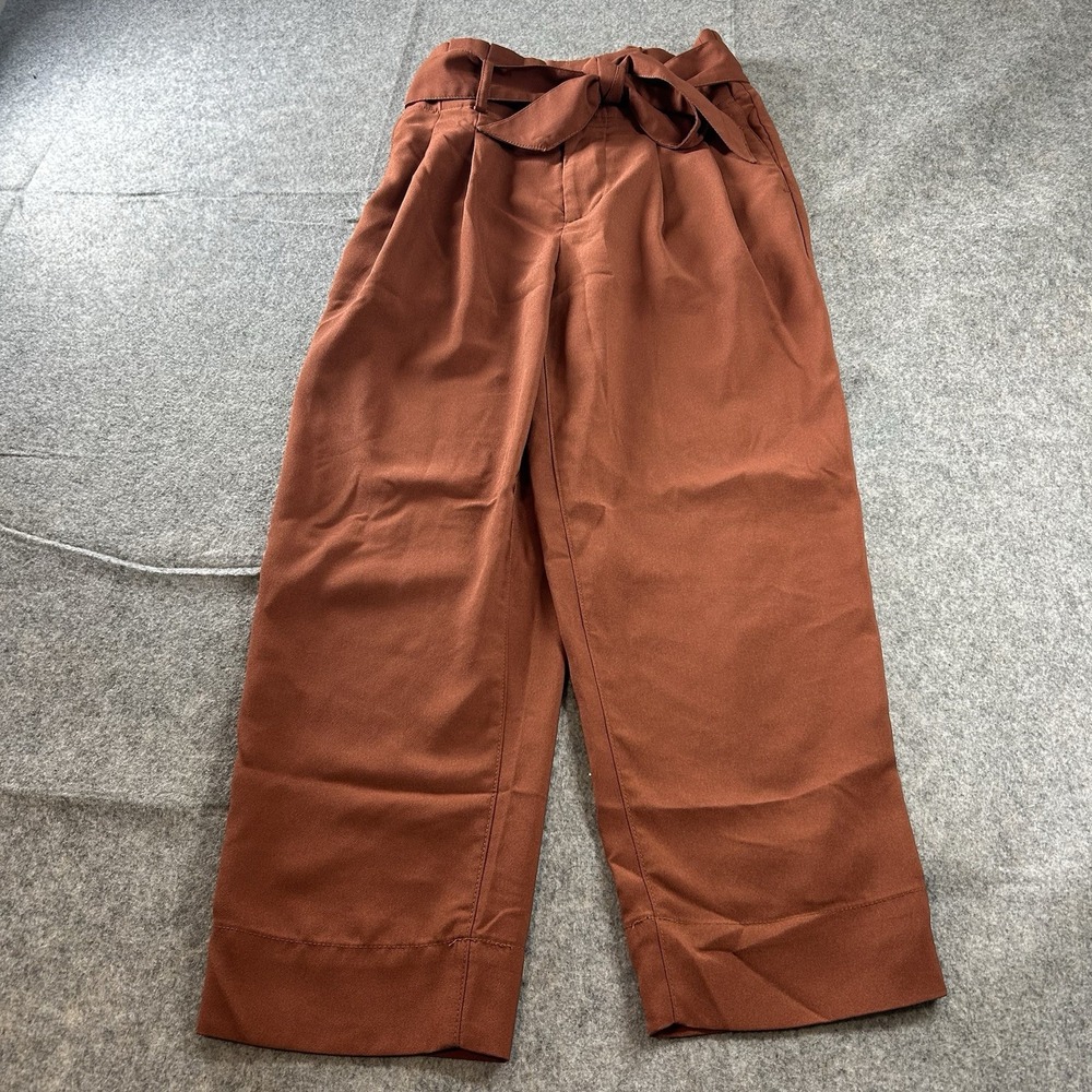 Madewell Pants Womens 0 Petite Paperbag Belted Burnt Orange Wide Leg Career